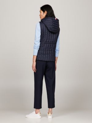 Quilted Hooded Padded Vest, Blue