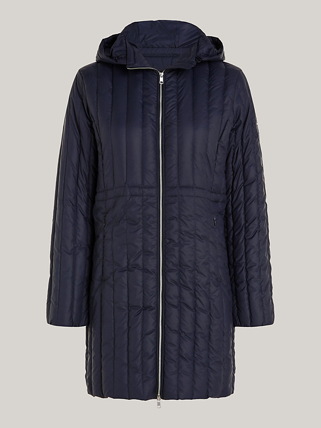 blue lightweight padded hooded coat for women tommy hilfiger