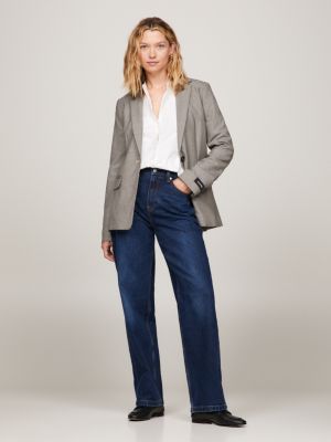 white einreihiger regular fit blazer für damen - tommy hilfiger