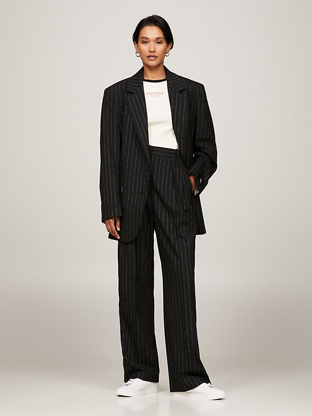 black prep oversized pinstripe blazer for women tommy hilfiger
