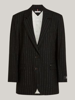 Prep Oversized Pinstripe Blazer | Black | Tommy Hilfiger