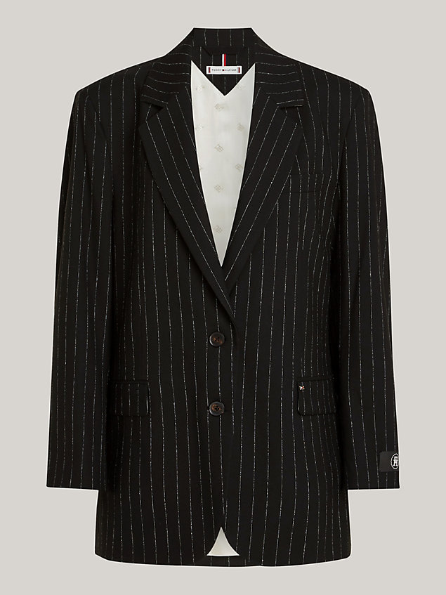 black prep oversized pinstripe blazer for women tommy hilfiger
