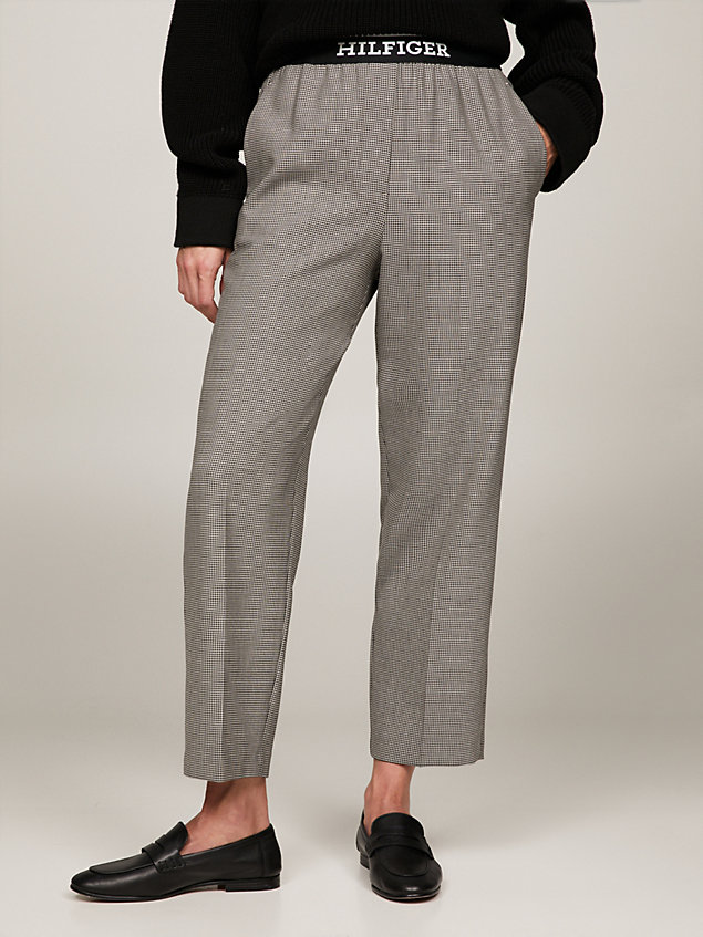 white slim fit broek met tailleband met logo voor dames - tommy hilfiger