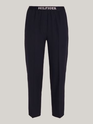 Logo Waistband Slim Fit Trousers | Blue | Tommy Hilfiger