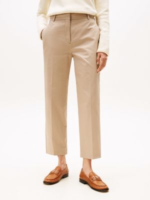 beige slim straight leg fit chinos aus baumwollmix für damen - tommy hilfiger