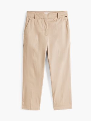 beige slim straight leg ankle chinos for women tommy hilfiger