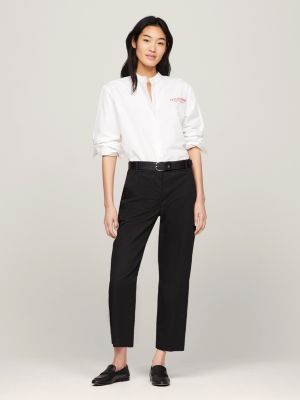pantalón chino de pernera recta y corte slim black de mujeres tommy hilfiger