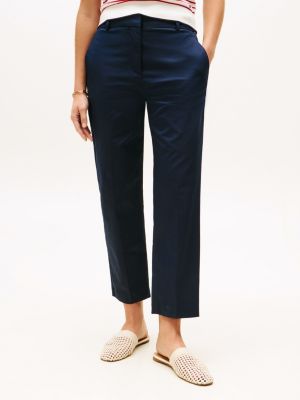 blue cotton rich slim straight chinos for women tommy hilfiger