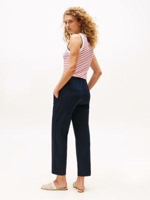 blue slim straight leg ankle chinos for women tommy hilfiger