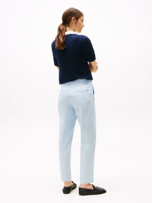 blue slim straight leg ankle chinos for women tommy hilfiger