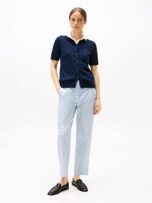 blue slim straight leg ankle chinos for women tommy hilfiger