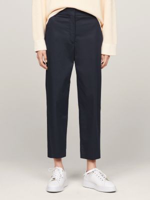 pantalón chino de pernera recta y corte slim blue de mujeres tommy hilfiger