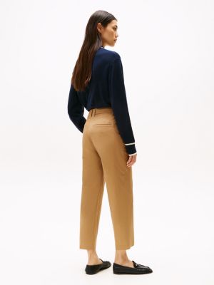 brown slim straight leg ankle chinos for women tommy hilfiger