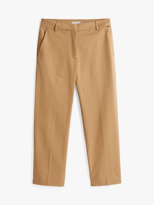 braun knöchellange slim straight fit chinos für damen - tommy hilfiger