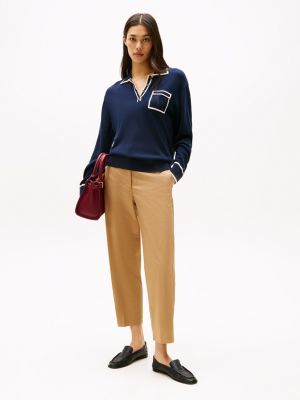 brown slim straight leg ankle chinos for women tommy hilfiger