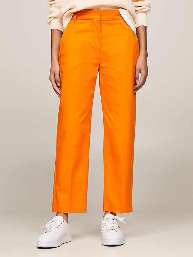orange chinosy o wąskim kroju z prostymi nogawkami dla kobiety - tommy hilfiger