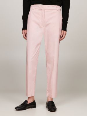 pantalón chino de pernera recta y corte slim pink de mujeres tommy hilfiger