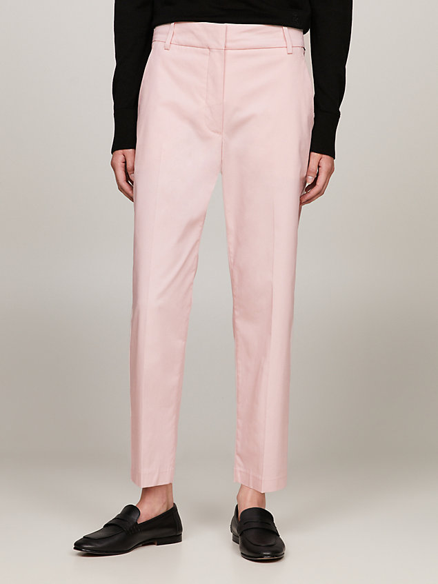 pink slim straight chinos for women tommy hilfiger