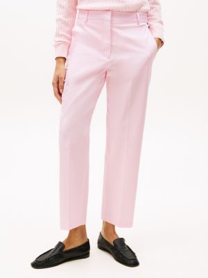 pantalón chino tobillero de pernera recta rosa de mujeres tommy hilfiger