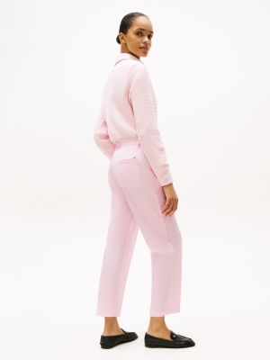 pantalón chino tobillero de pernera recta rosa de mujeres tommy hilfiger