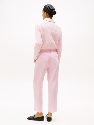 pantalón chino tobillero de pernera recta rosa de mujeres tommy hilfiger