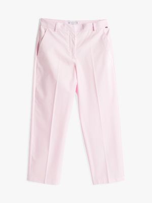 pantalón chino tobillero de pernera recta rosa de mujeres tommy hilfiger