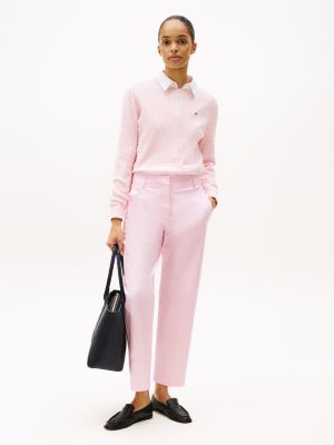 pink slim straight leg ankle chinos for women tommy hilfiger