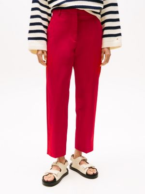 red slim straight leg ankle chinos for women tommy hilfiger