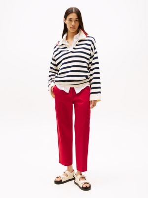 red slim straight leg ankle chinos for women tommy hilfiger