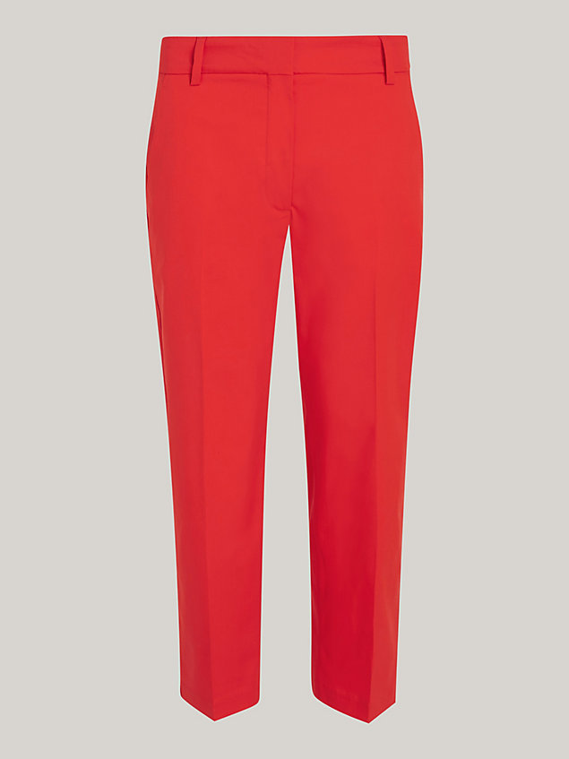 red slim fit straight leg chino voor dames - tommy hilfiger