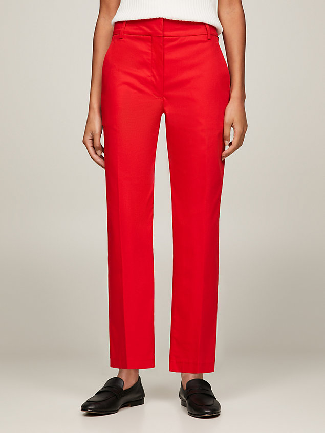 red slim fit straight leg chinos for women tommy hilfiger
