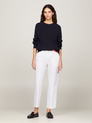 white slim straight leg fit chinos aus baumwollmix für damen - tommy hilfiger