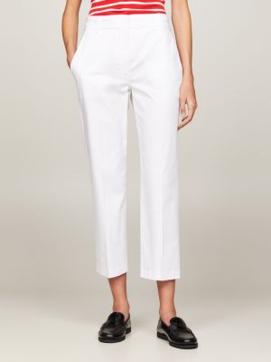 pantalón chino de pernera recta y corte slim white de mujeres tommy hilfiger