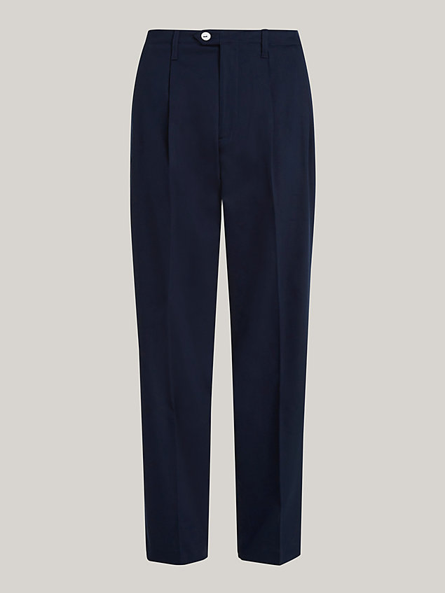 blue relaxed fit straight leg chinos for women tommy hilfiger