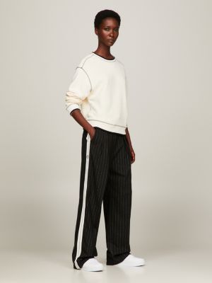 Straight leg store striped trousers