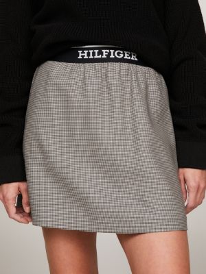 white figurbetonter minirock mit logo-taillenbund für damen - tommy hilfiger
