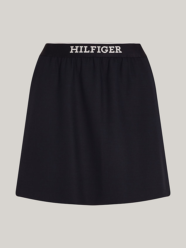 blue logo waistband fitted mini skirt for women tommy hilfiger