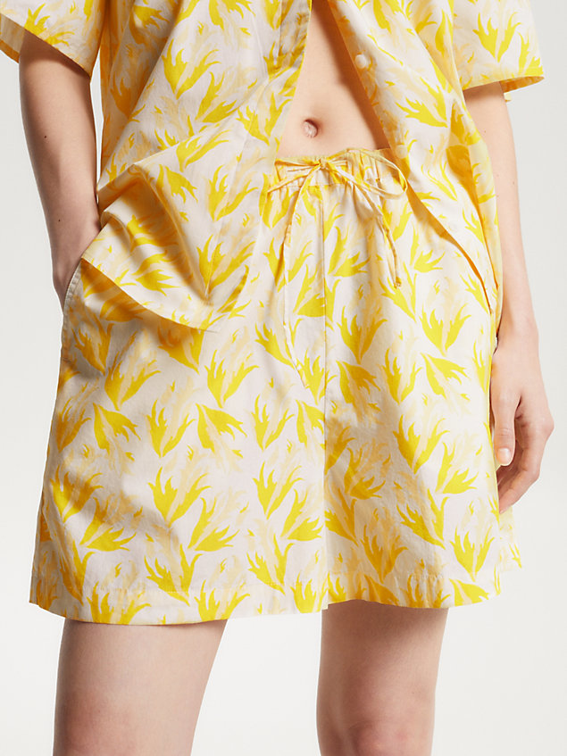 yellow tommy hilfiger x vacation floral print pyjama shorts for women tommy hilfiger