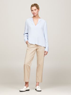 Relaxed Fit Bluse aus Viskose-Krepp | Blau | Tommy Hilfiger