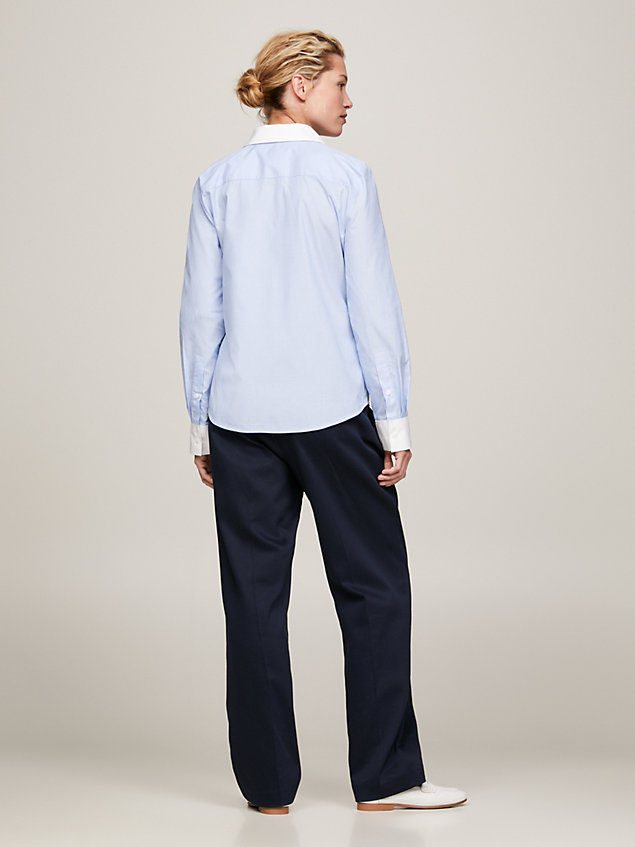 blue contrast collar regular fit shirt for women tommy hilfiger