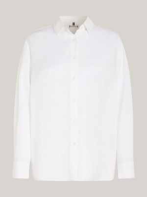 Metal Flag Crepe Regular Fit Shirt | White | Tommy Hilfiger