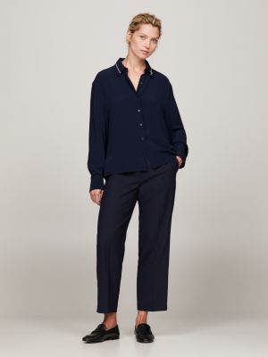 TH Monogram Regular Fit Tommy | Blue Crepe Shirt Hilfiger 