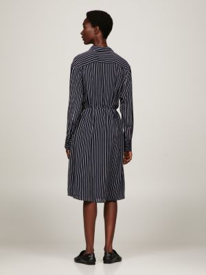 Belted Knee Length Shirt Dress Blue Tommy Hilfiger