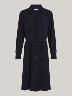 Belted Knee Length Shirt Dress | Blue | Tommy Hilfiger