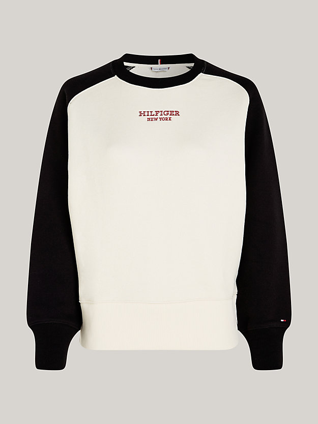 Hilfiger Monotype Colour-Blocked Relaxed Sweatshirt | Beige | Tommy Hilfiger