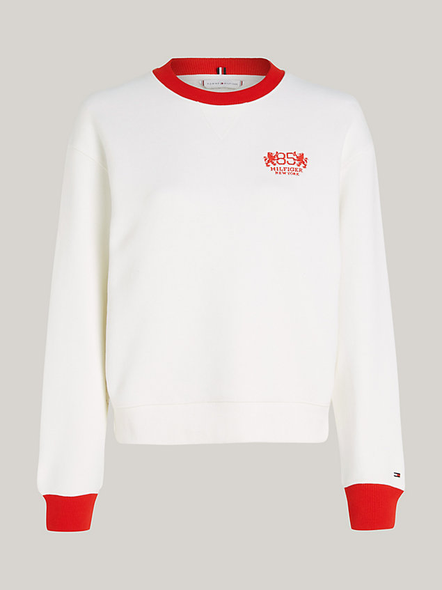 white 1985 collection th crest sweatshirt for women tommy hilfiger