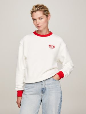 Tommy hilfiger women's white on sale sweatshirt