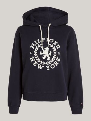 Regular fit hoodie met TH embleem Blauw Tommy Hilfiger