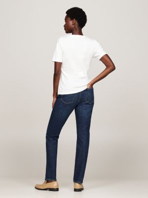 white v-neck slim t-shirt for women tommy hilfiger