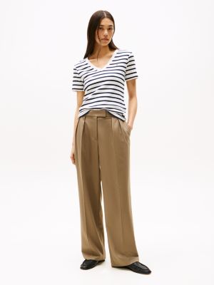 t-shirt ajusté à col en v plusieurs couleurs pour femmes tommy hilfiger